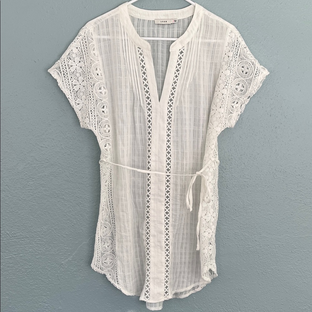 Lush White Crochet Lace Swim Coverup